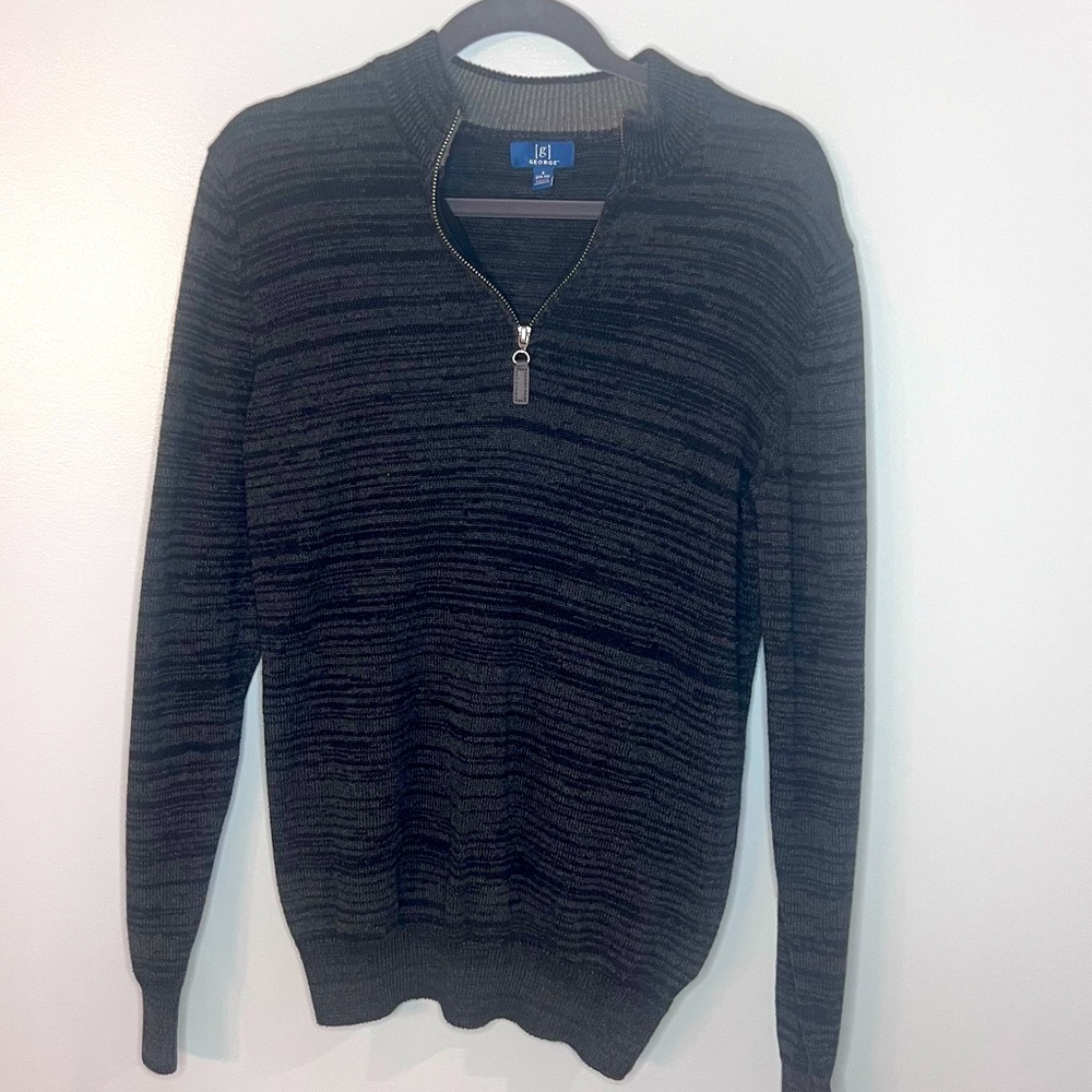 MENS Size Small Half Zip Gray George Sweater